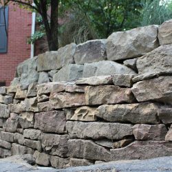 natural stone retaining wall project -stacked